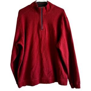 Tommy Bahama 1/4 Zip Reversible Sweater High Neck Oversized Pullover Red XL